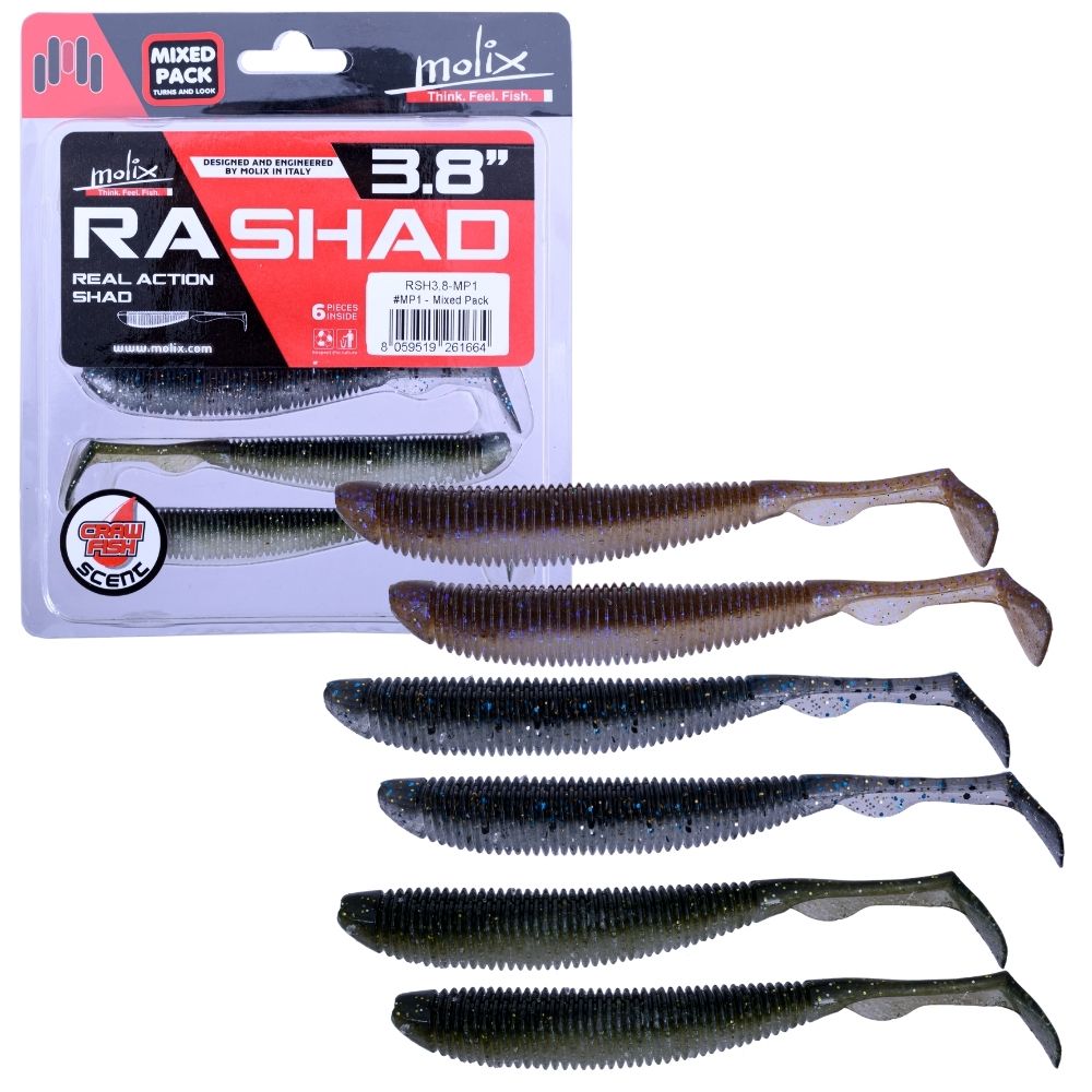 MOLIX Scented Soft Bait Lure RA SHAD 3.8” Mixed Pack MP-1