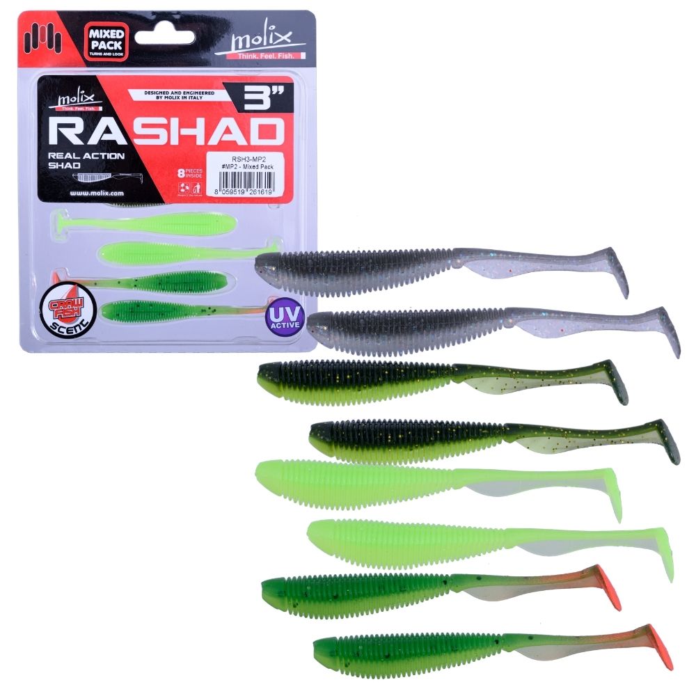MOLIX Scented Soft Bait Lure RA SHAD 3” Mixed Pack MP-2