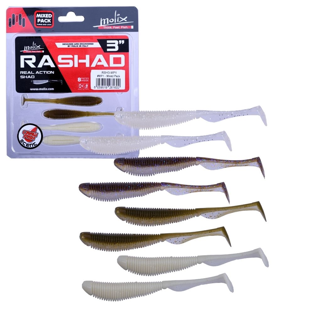MOLIX Scented Soft Bait Lure RA SHAD 3” Mixed Pack MP-1