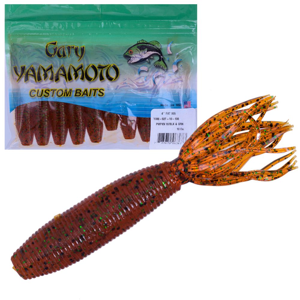 YAMAMOTO BAITS Scented Soft Bait Lure FAT IKA 4in Pumpkin/Black & Green