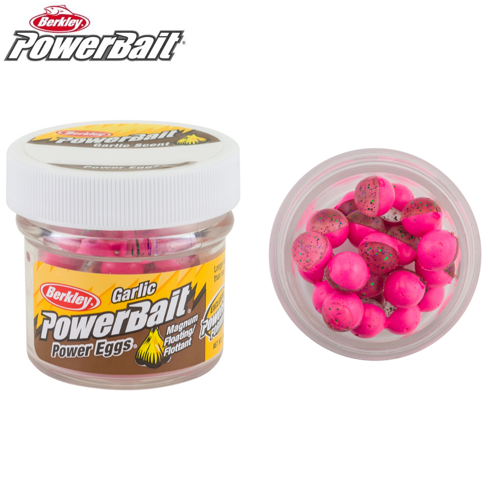 BERKLEY PowerBait Garlic Scented Power Eggs Floating Clear Green Purple-Pink