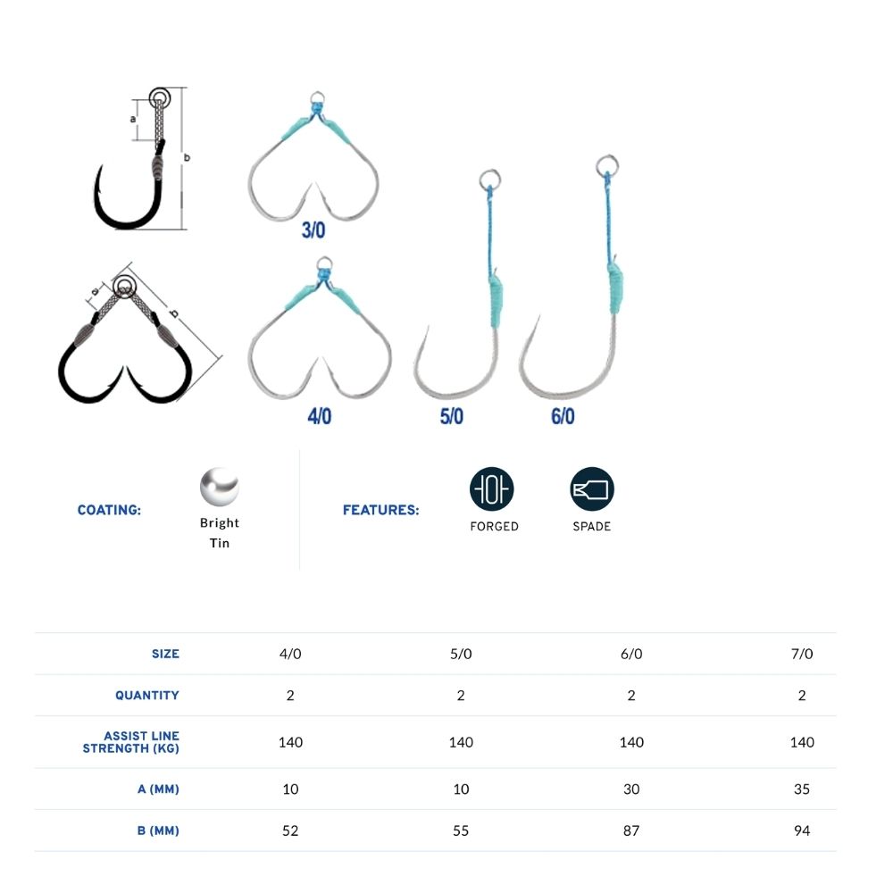 BKK Saltwater Jigging Pre-Tied Heavy Slow Fall Assist Hooks SF LENTUS S - Image 2