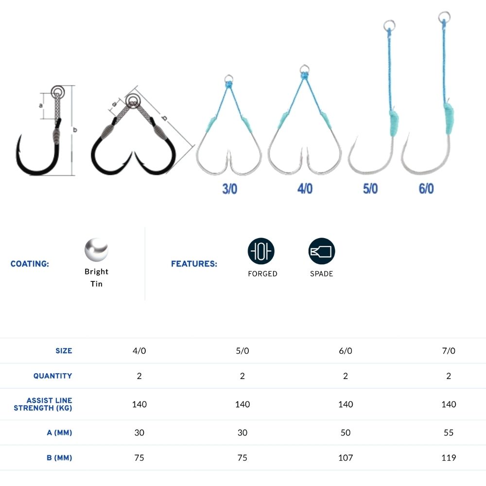 BKK Saltwater Jigging Pre-Tied Heavy Slow Fall Assist Hooks SF LENTUS L - Image 2