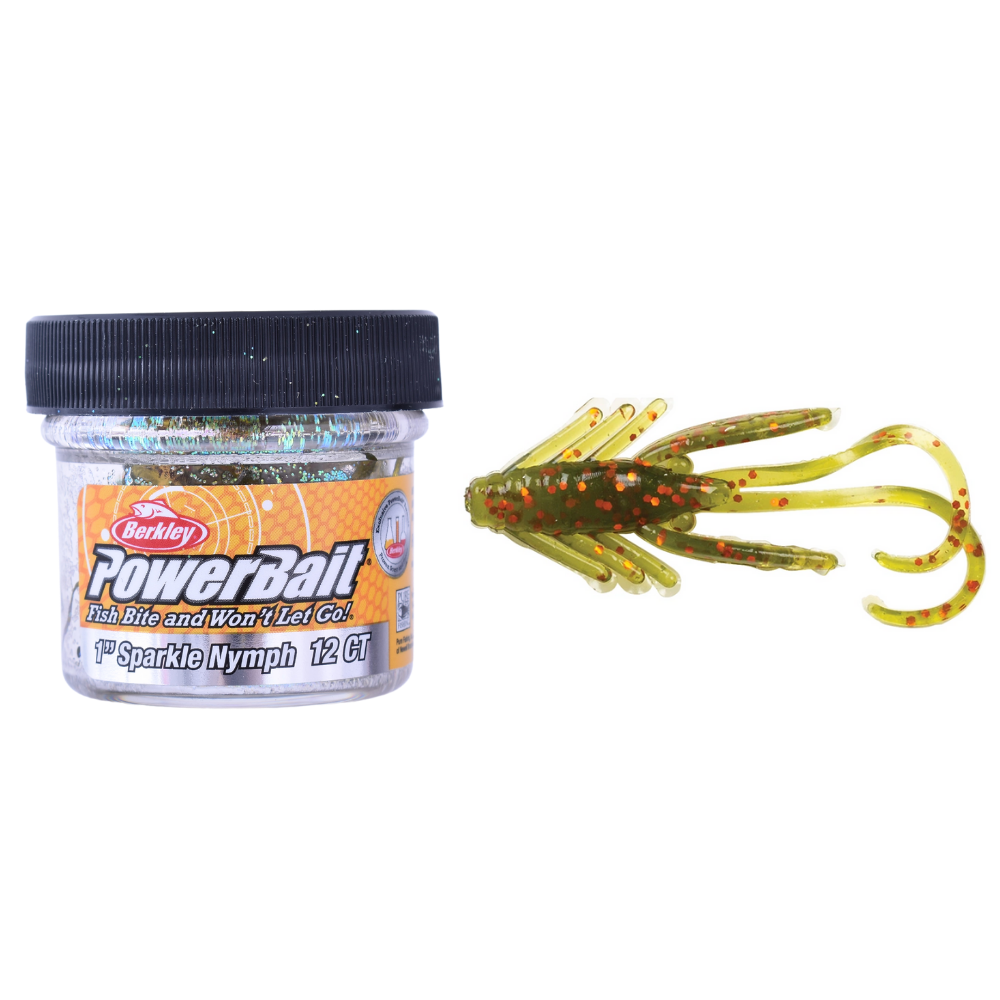 BERKLEY PowerBait Scented Soft Bait Lure Sparkle NYMPH 3cm/12pcs Coppermelon