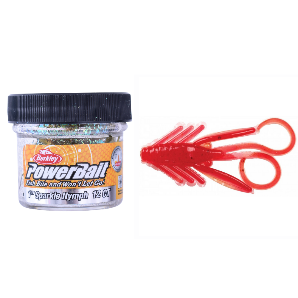BERKLEY PowerBait Scented Soft Bait Lure Sparkle NYMPH 3cm/12pcs Red Winner