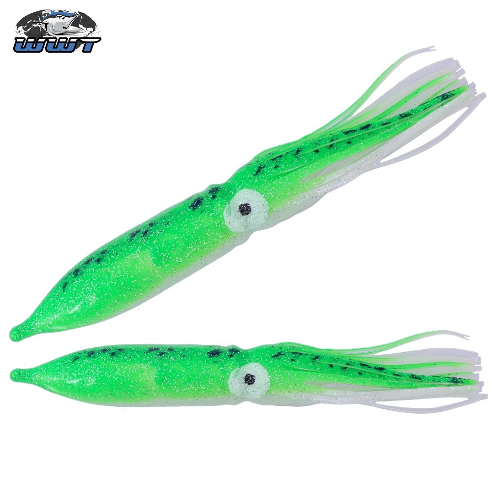 WWT Soft Plastic Skirt Lure FAT HUMBOLT SQUID 17cm/2pcs Green Mack/Glow