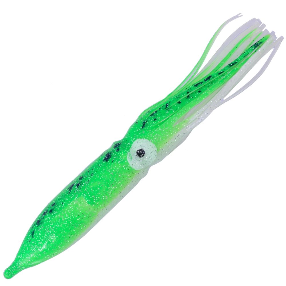 WWT Soft Plastic Skirt Lure FAT HUMBOLT SQUID 17cm/2pcs Green Mack/Glow - Image 2