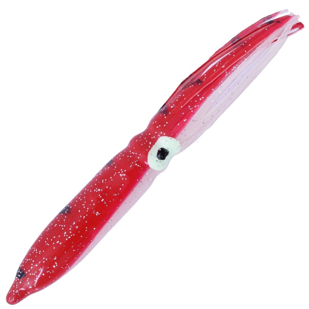 WWT Soft Plastic Skirt Lure HUMBOLT SQUID 10cm/5pcs Green Red/Stripe/Glow - Image 2