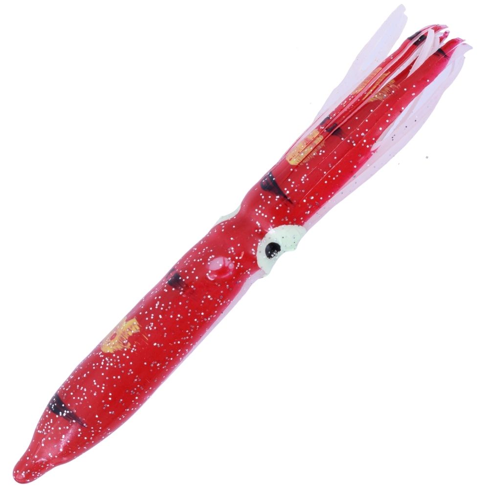 WWT Soft Plastic Skirt Lure HUMBOLT SQUID 10cm/5pcs Green Red/Stripe/Dot/Glow - Image 2