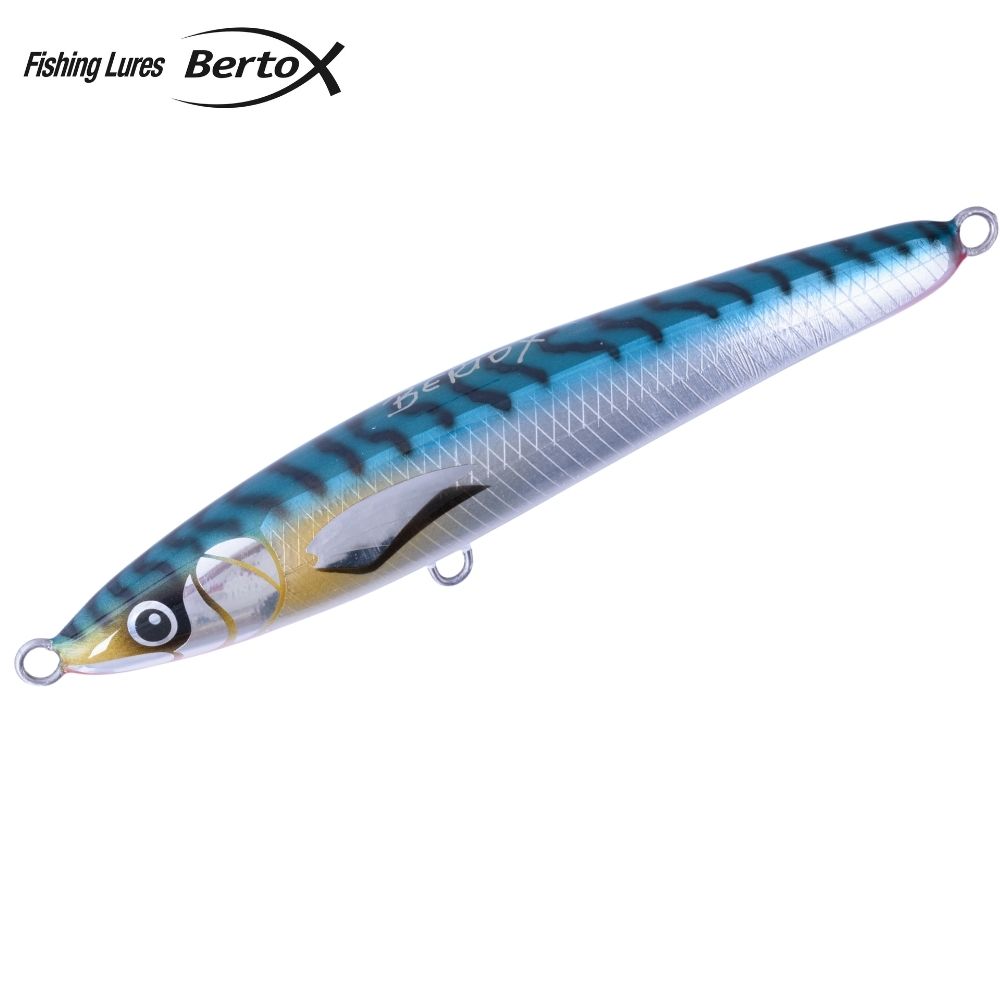 BERTOX Saltwater Handmade Wooden Floating STICK BAIT 22cm/120g Blue Mackerel