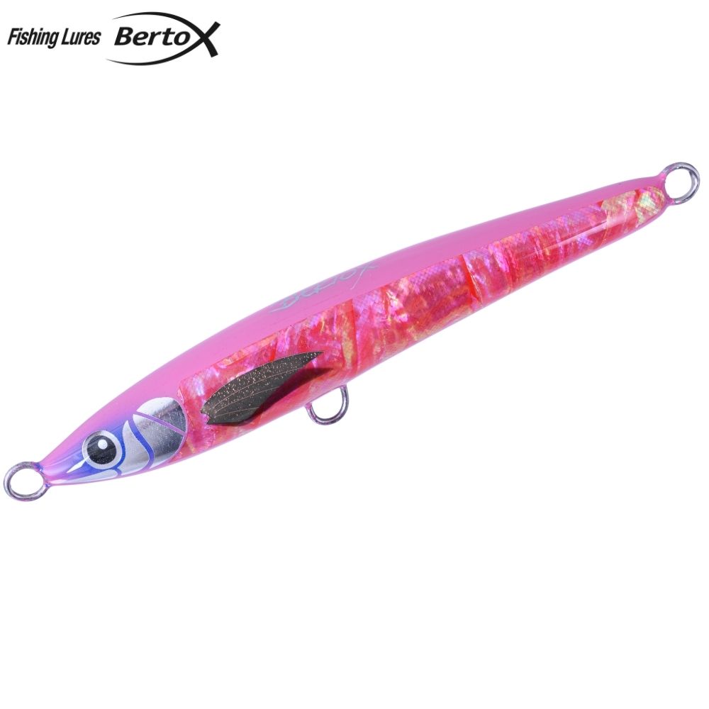 BERTOX Saltwater Handmade Wooden Sinking ABALONE STICK BAIT 15cm/50g Pink