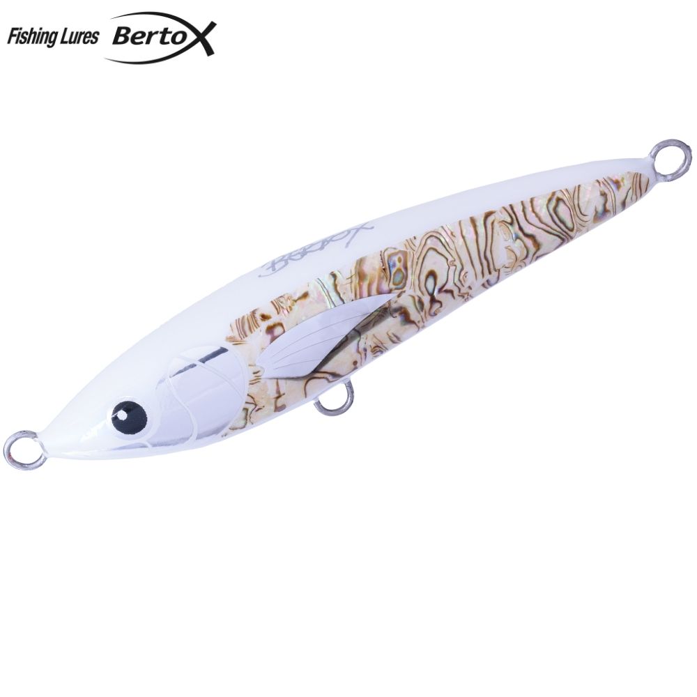 BERTOX Saltwater Handmade Wooden Sinking ABALONE STICK BAIT 15cm/80g White