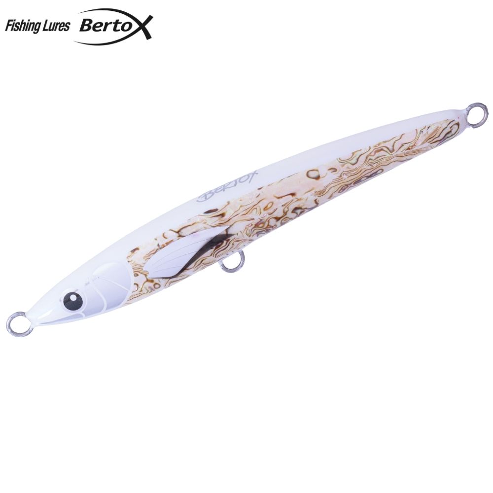 BERTOX Saltwater Handmade Wooden Sinking ABALONE STICK BAIT 18cm/75g White