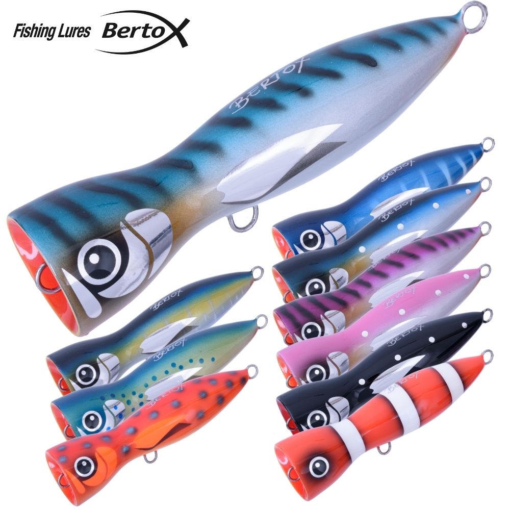 BERTOX Saltwater Topwater Handmade Wooden Popper Lure 15cm/75g