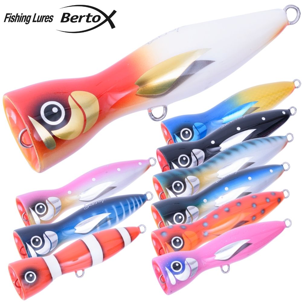 BERTOX Saltwater Topwater Handmade Wooden Popper Lure 17cm/100g