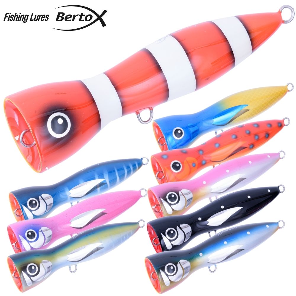 BERTOX Saltwater Topwater Handmade Wooden Popper Lure 19cm/140g