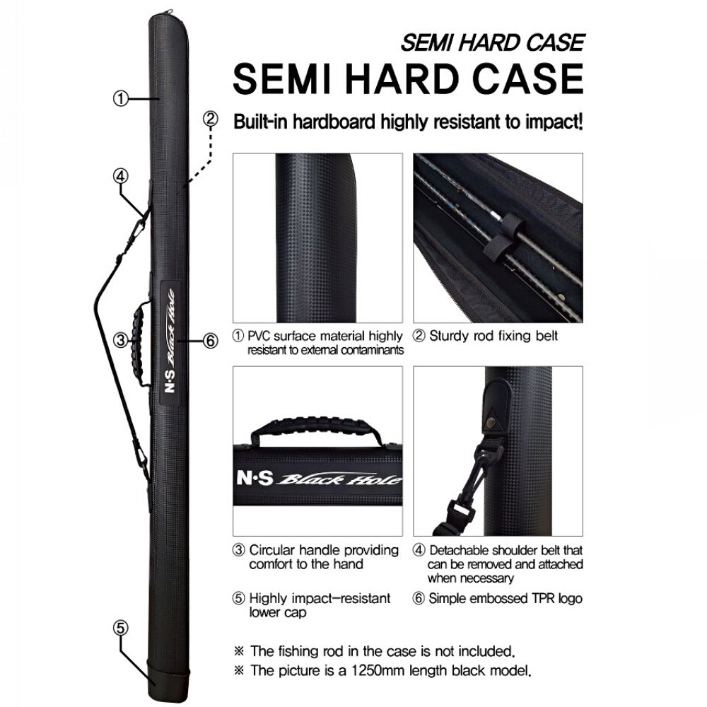 NS BLACK HOLE Fishing Rod Carry Black Carbon Looking SEMI HARD CASE - Image 4