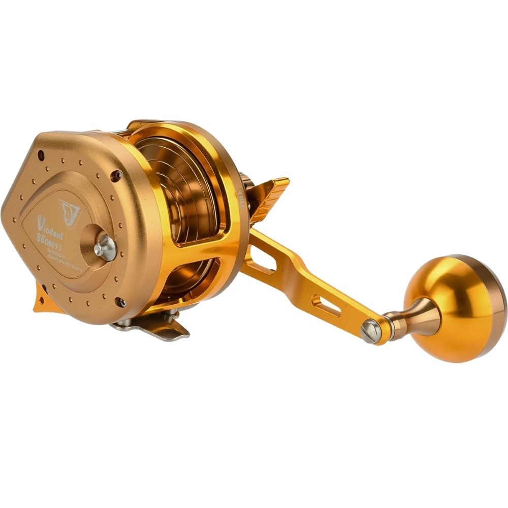 WIKI JIGGING Baitcasting Righthanded Jigging Reel VIOLENT SLOW 1500XH Brown/Gold - Image 6