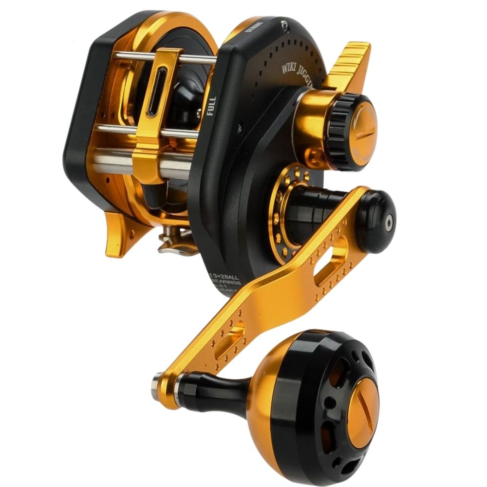 WIKI JIGGING Baitcasting Lefthanded Jigging Reel VIOLENT SLOW 2000XH Black/Gold - Image 5