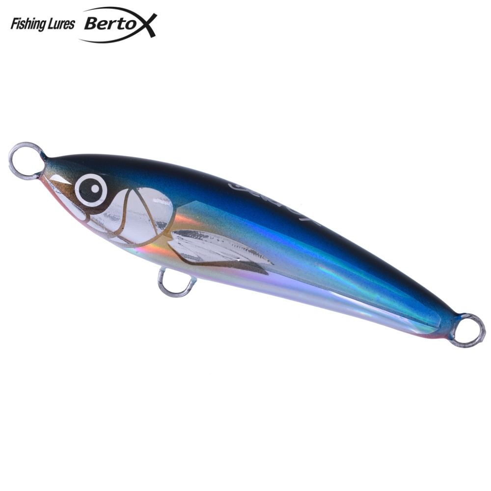 BERTOX Saltwater Handmade Wooden Sinking Stickbait Lure 10cm/30g Baitfish Holo-Foil