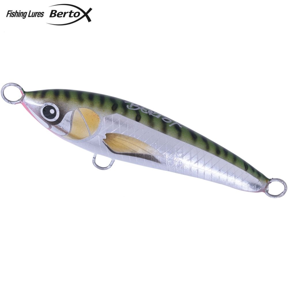 BERTOX Saltwater Handmade Wooden Sinking Stickbait Lure 10cm/30g Green Mackerel