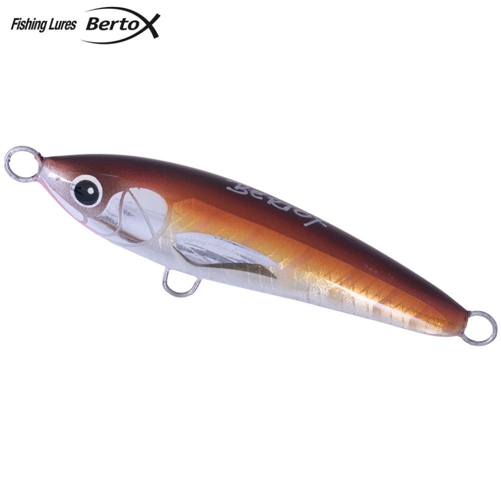 BERTOX Saltwater Handmade Wooden Sinking Stickbait Lure 10cm/30g Red Fish