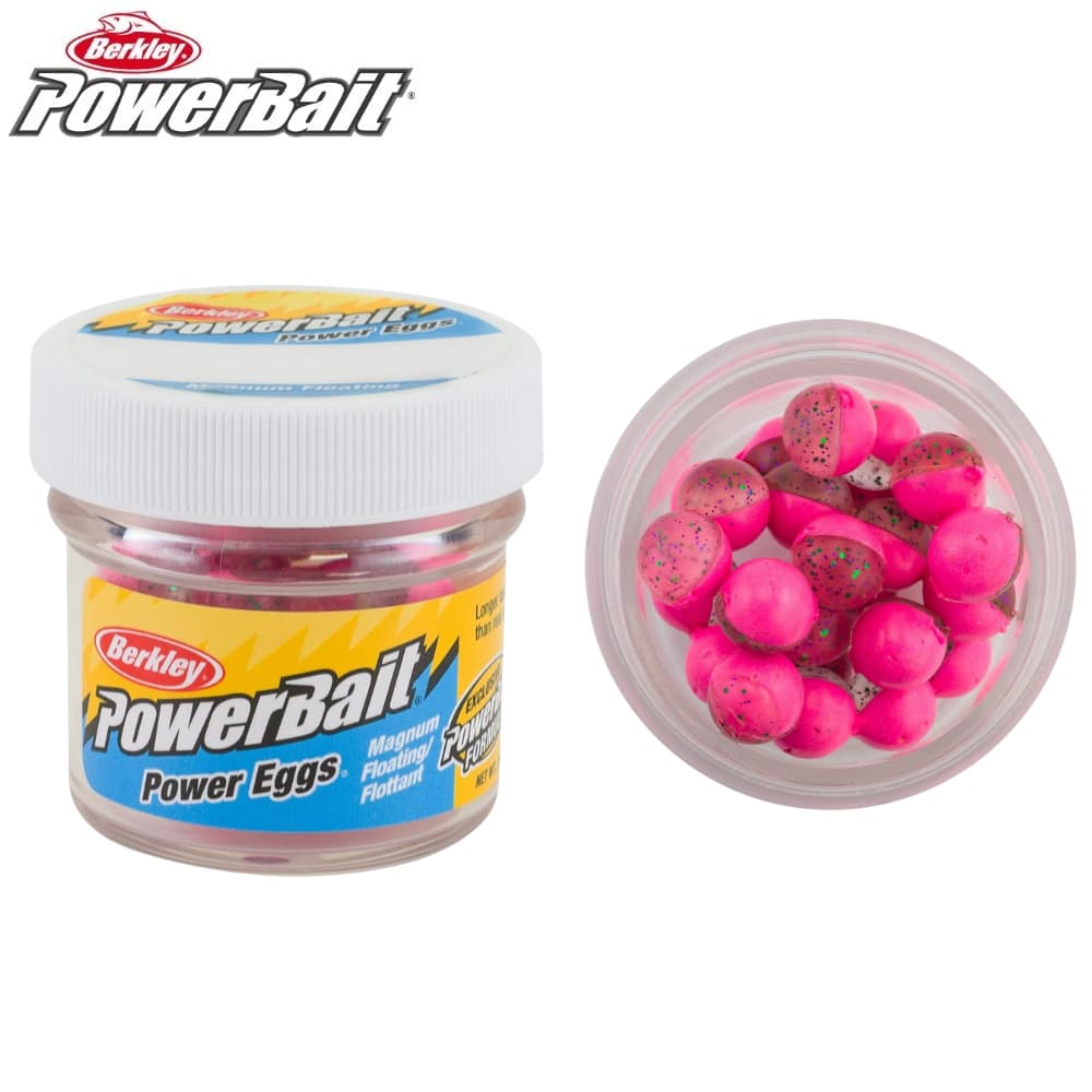 BERKLEY PowerBait Magnum Floating Clear Power Eggs – Clear Green Purple-Pink