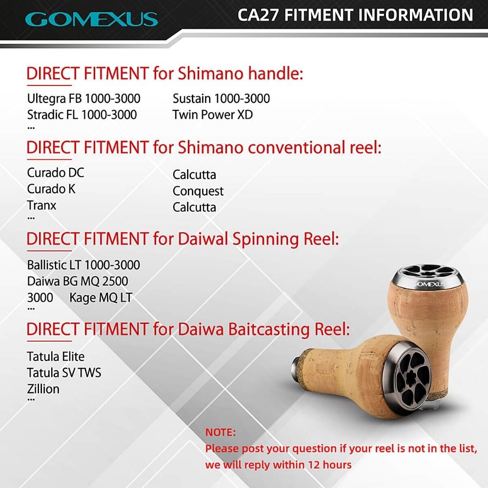 GOMEXUS Fishing Reel Lightweight Handle Power Knob CORK C27 - Image 2