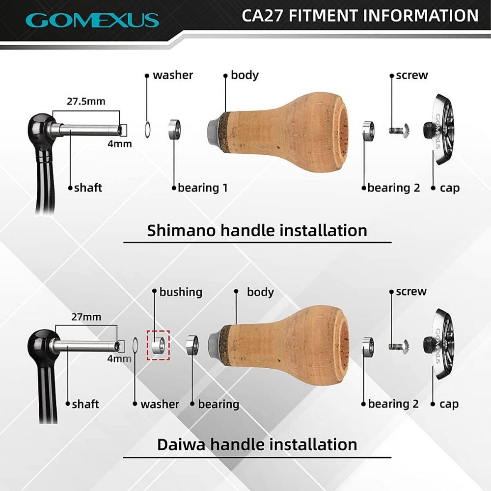 GOMEXUS Fishing Reel Lightweight Handle Power Knob CORK C27 - Image 3