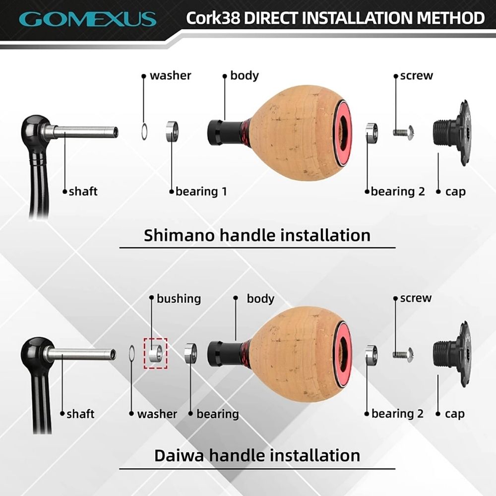 GOMEXUS Fishing Reel Round Shape Handle Power Knob CORK CA38 - Image 5