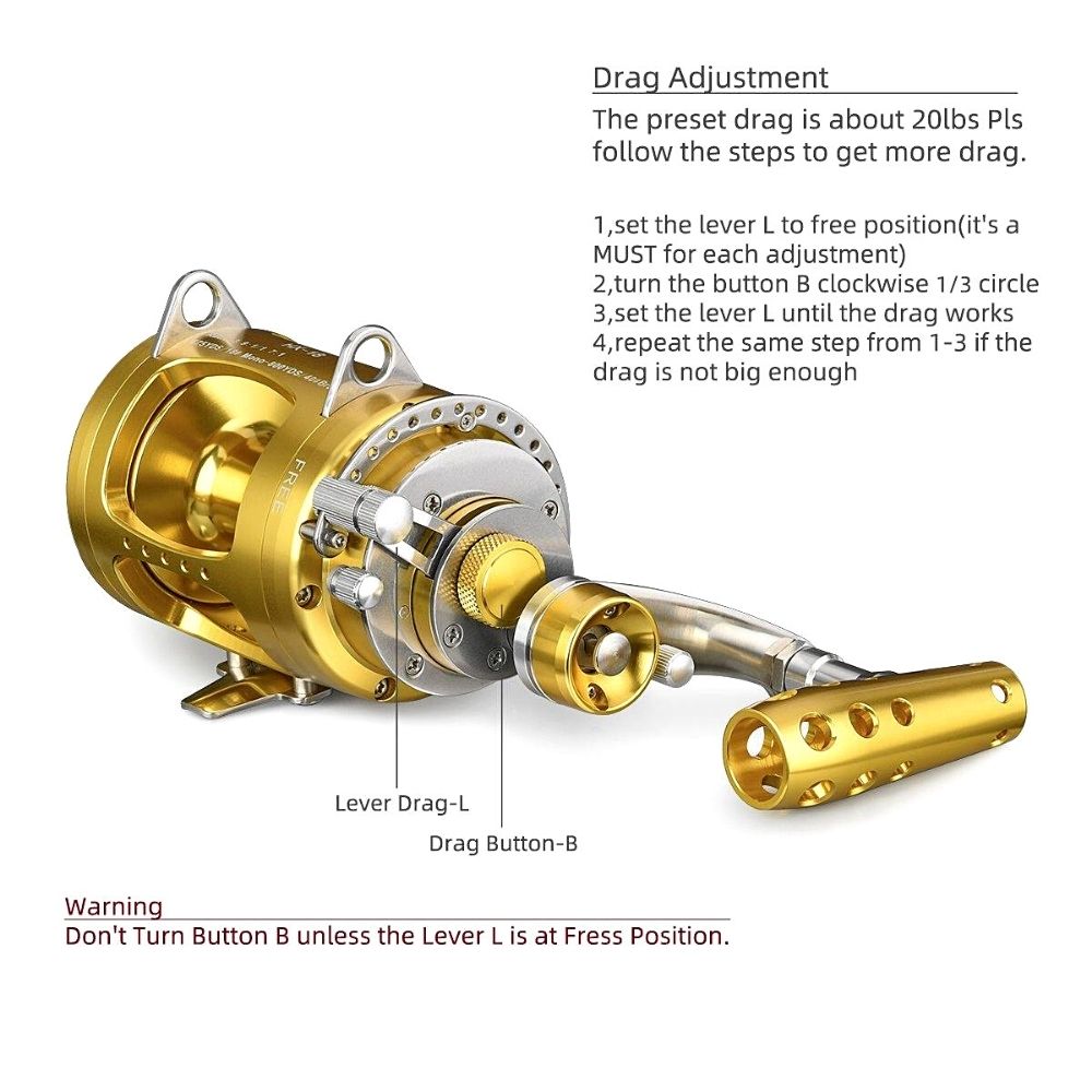 GOMEXUS Offshore Fishing Conventional 2-Speed Reel 80W-HX80-GD - Image 8
