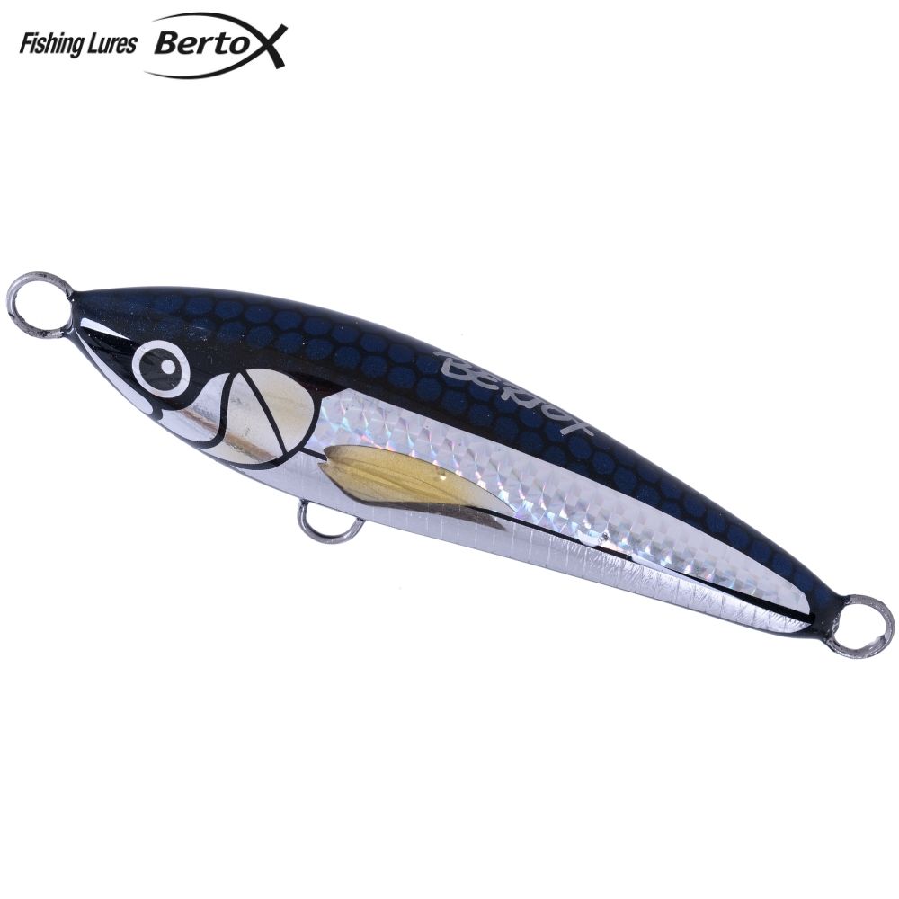 BERTOX Saltwater Handmade Wooden Sinking Stickbait Lure 10cm/30g Black Foil