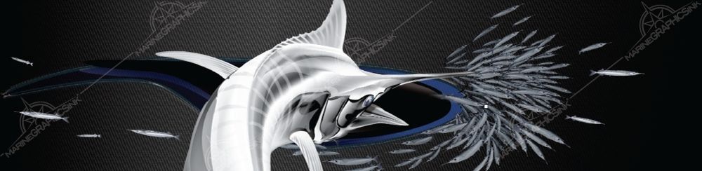 MGI Custom Marine Graphics Boat Wrap Design BLACK MARLIN DIGITAL