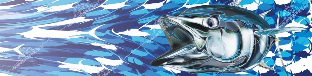 MGI Custom Marine Graphics Boat Wrap Design BLUEFIN CAMO