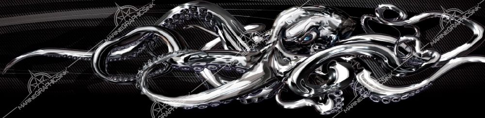 MGI Custom Marine Graphics Boat Wrap Design CARBON KRAKEN