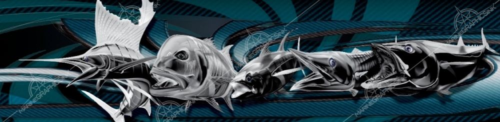 MGI Custom Marine Graphics Boat Wrap Design CARBON PELAGICS