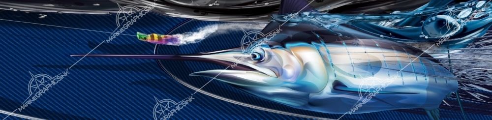 MGI Custom Marine Graphics Boat Wrap Design ELECTRIC BLUE