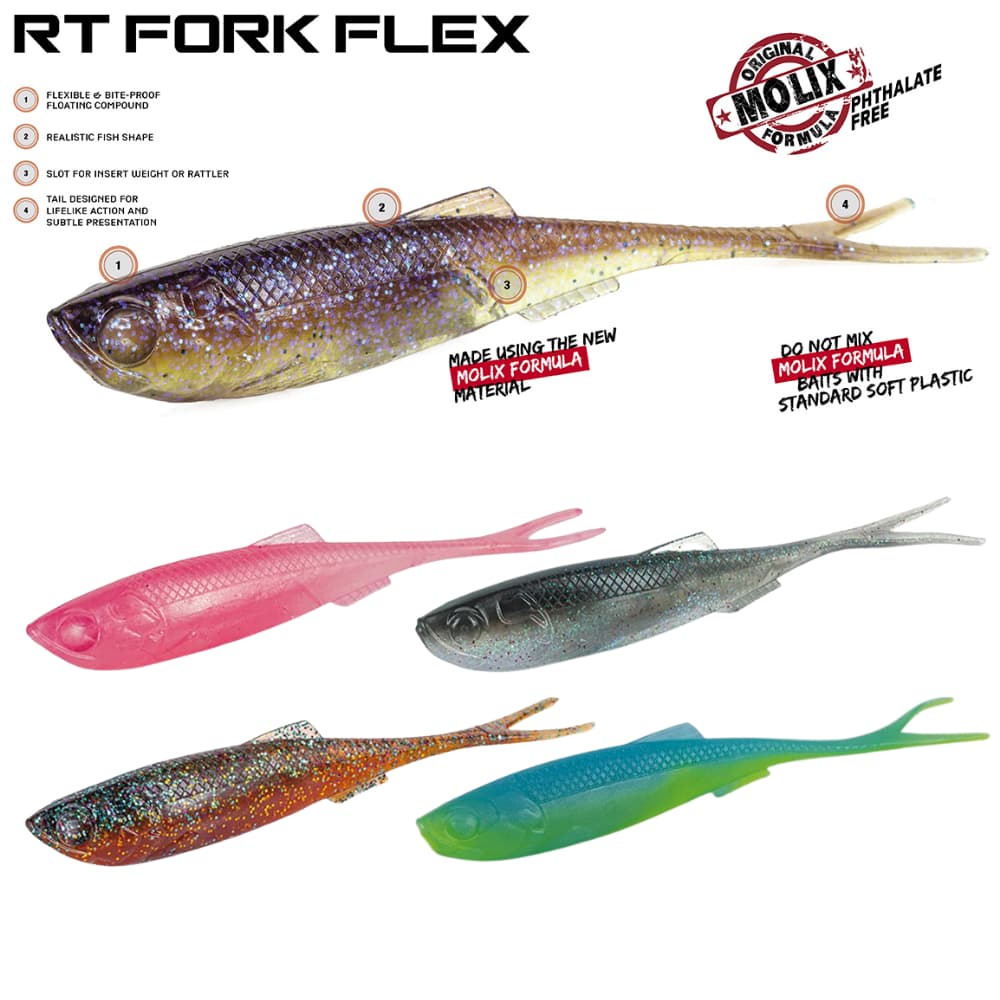 MOLIX Scented Soft Bait Lure RT Fork Flex 3” Mixed Pack 1