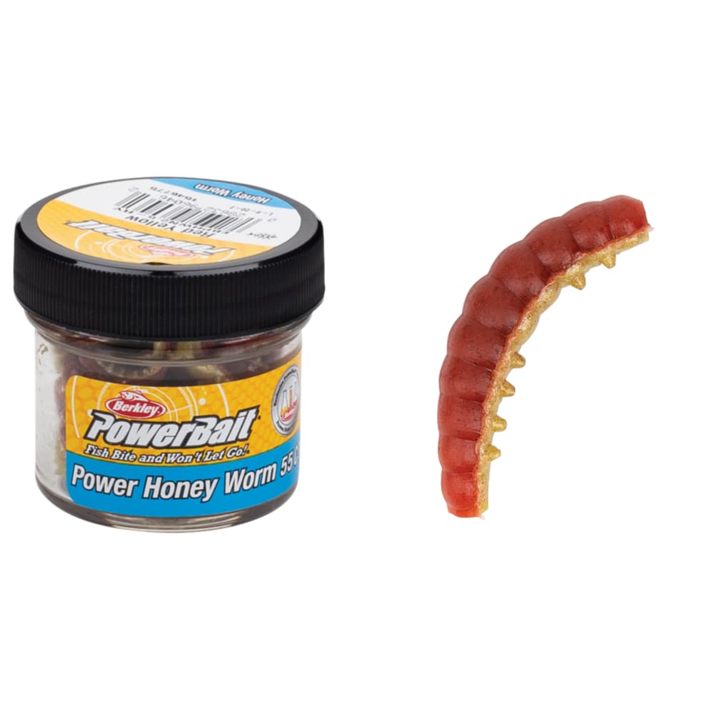 BERKLEY PowerBait Soft Scented Lure Power HONEY WORM 25mm/55pcs Red/Yellow
