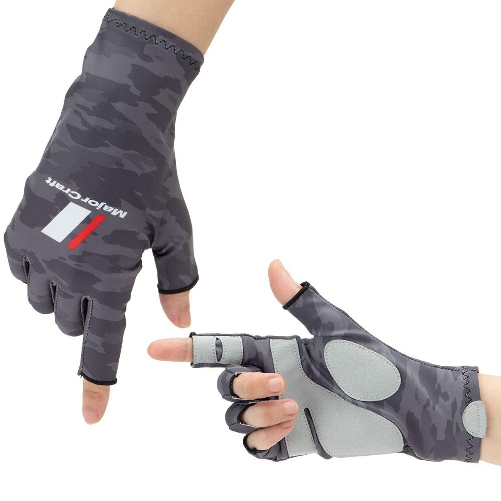 MAJOR CRAFT Quick Drying/UV Protection Fishing Gloves SG-Dark Grey Camo M - Image 6