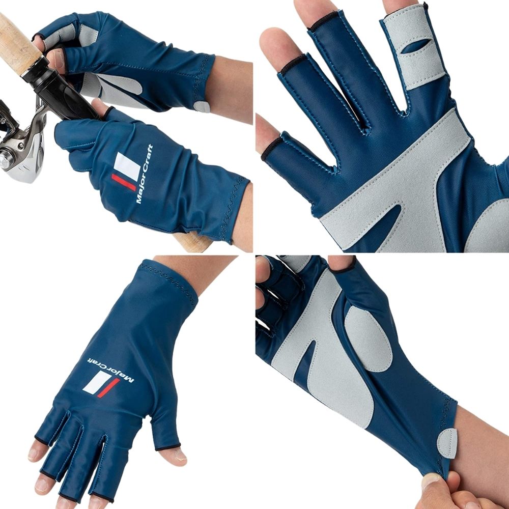 MAJOR CRAFT Quick Drying/UV Protection Fishing Gloves SG-Navy L - Image 3