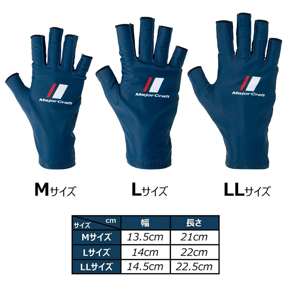 MAJOR CRAFT Quick Drying/UV Protection Fishing Gloves SG-Navy L - Image 4