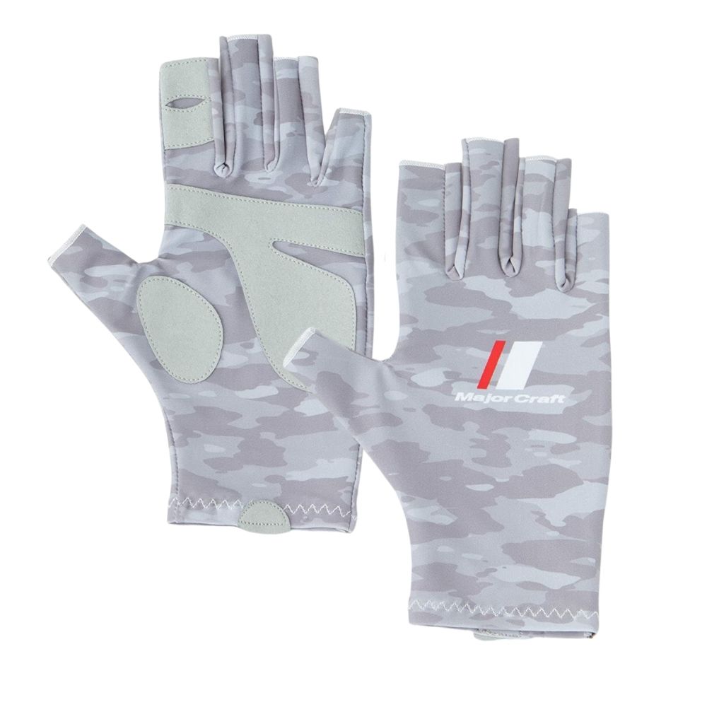 MAJOR CRAFT Quick Drying/UV Protection Fishing Gloves SG-Light Grey Camo L - Image 2