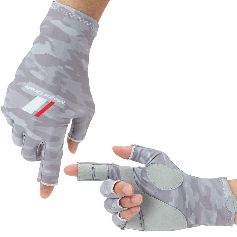 MAJOR CRAFT Quick Drying/UV Protection Fishing Gloves SG-Light Grey Camo L - Image 6