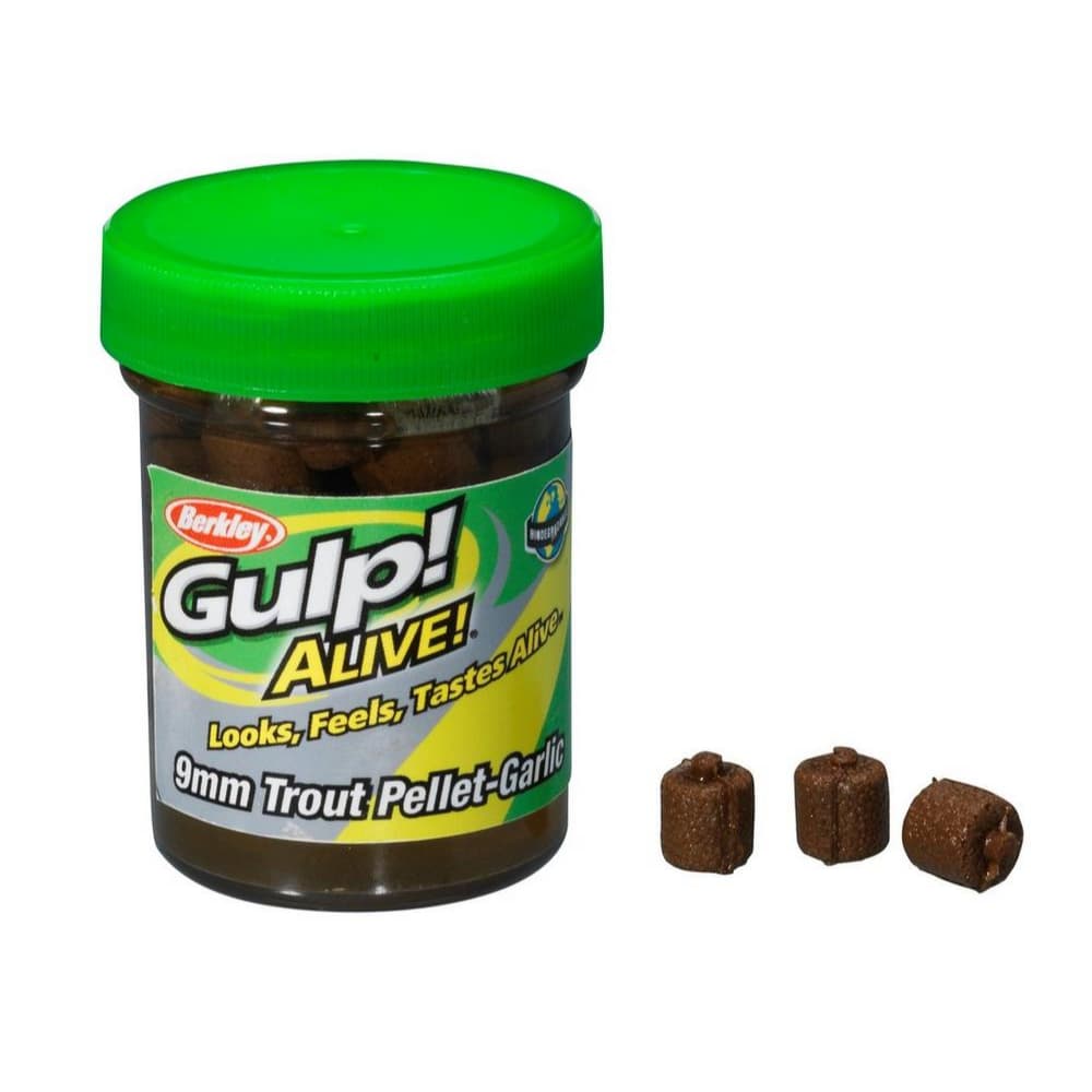 BERKLEY Gulp Alive Floating Soft Baits 9mm Trout Pellet-Garlic Natural