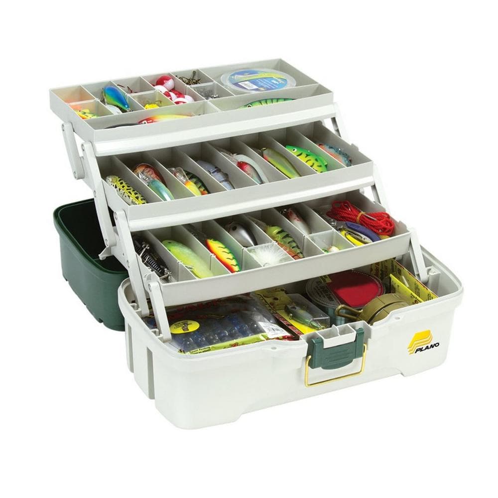 PLANO Three-Tray Fishing Tackle Box Green Metallic/Off-White - Image 2