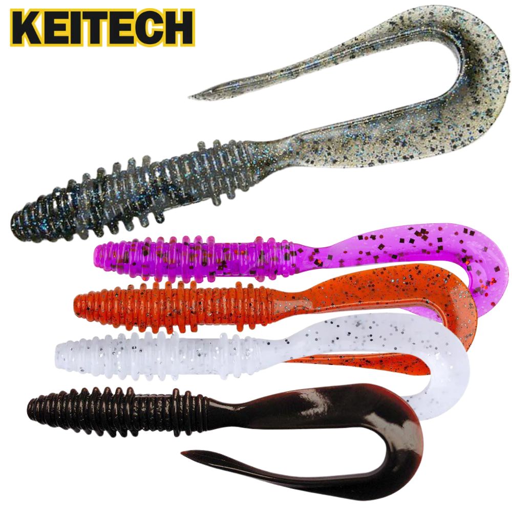 KEITECH Curly Tail Scented Soft Bait Lure MAD WAG 7in/6pcs