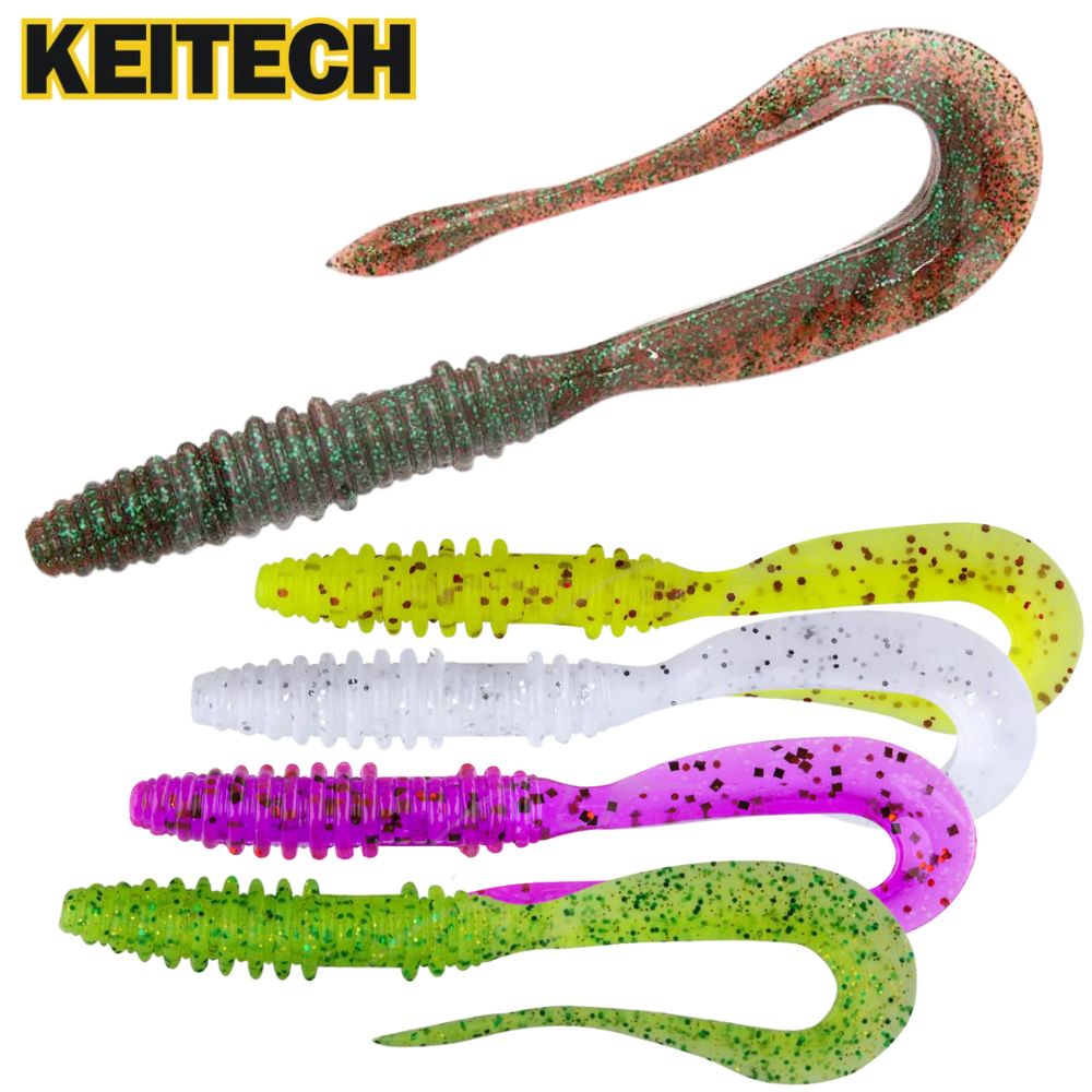 KEITECH Curly Tail Scented Soft Bait Lure MAD WAG SLIM 4.5in/9pcs