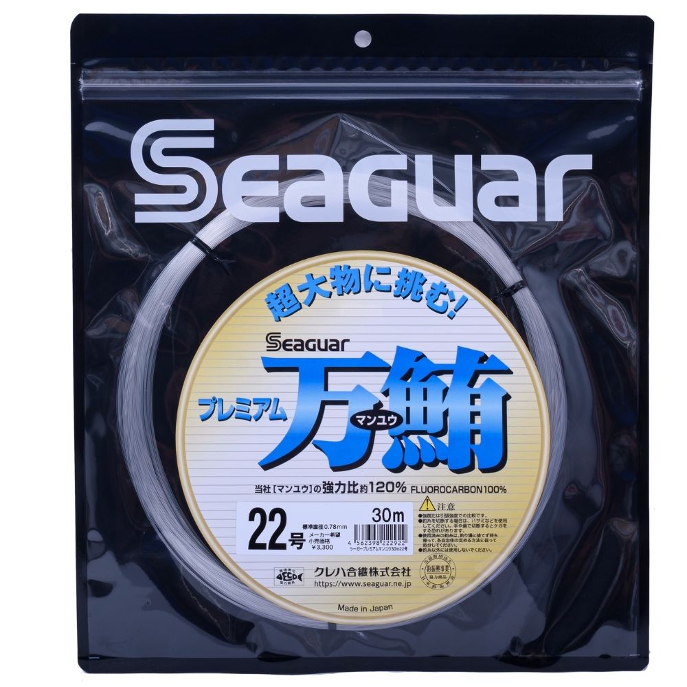 SEAGUAR New Saltwater Offshore Fishing 120% Fluorocarbon Leader Line PREMIUM MANYU #22-80lb-0.78mm-30m