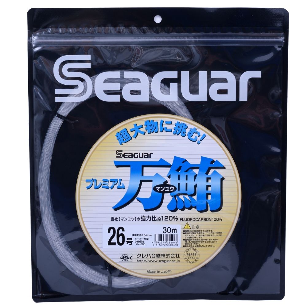 SEAGUAR New Saltwater Offshore Fishing 120% Fluorocarbon Leader Line PREMIUM MANYU #26-90lb-0.84mm-30m